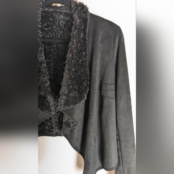 Black suede shearling cropped‎ jacket, vintage style, Pico 1988 size S - Picture 15 of 16